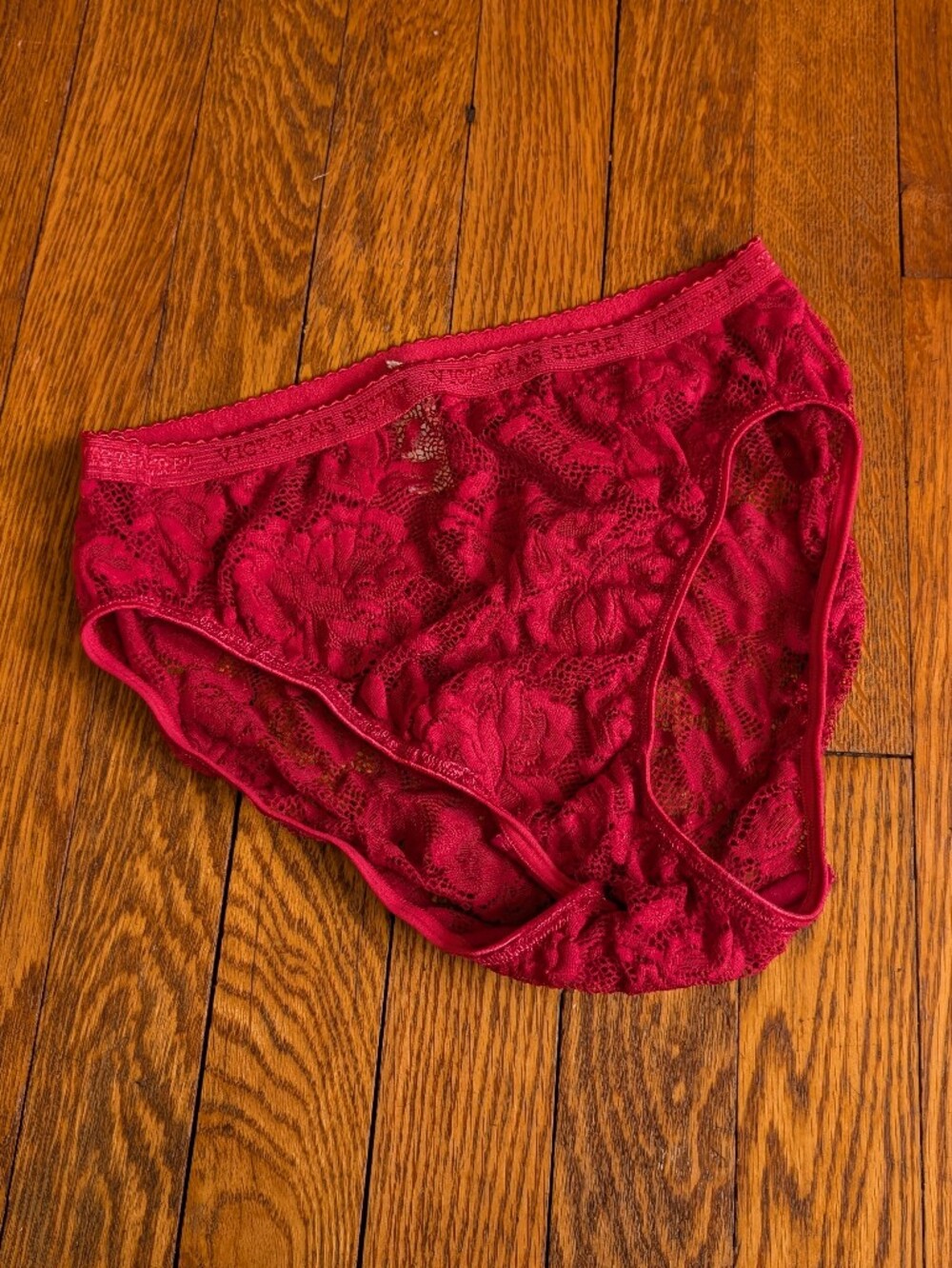 Vintage 90's Victoria's Secret Red Lace High Leg Brief Lace Underwear Panties